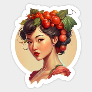 Fruitful Asian Woman Sticker